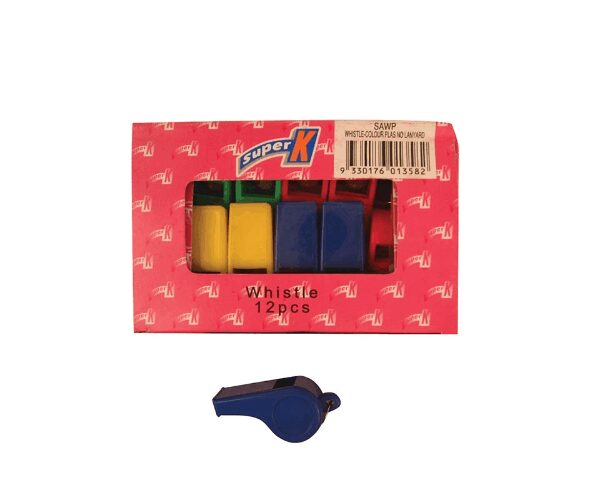 COLOUR WHISTLE NO LANYARD – PLASTIC